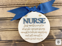 Nurse Ornament - Nurse Gift with Engraved Sentiment