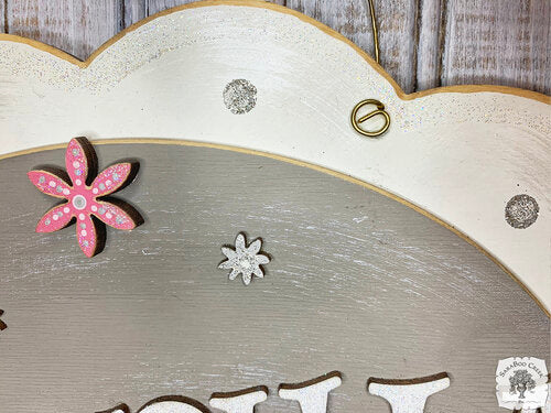 Floral Girl's Name Sign on Cute Layered Oval Plaque - Personalized Nursery or Girl's Room Decofr