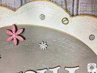 Floral Girl's Name Sign on Cute Layered Oval Plaque - Personalized Nursery or Girl's Room Decofr