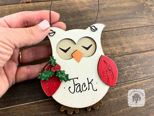 Owl Ornament - Personalized Woodland Christmas Gift