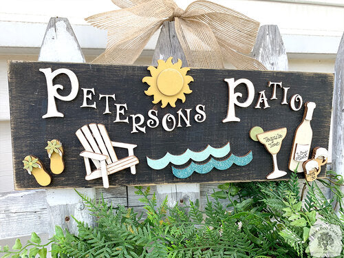 Personalized Patio Plaque - Summer Sign w/ Family Name for Poolside or Outdoor Patio