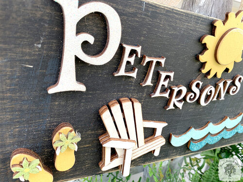 Personalized Patio Plaque - Summer Sign w/ Family Name for Poolside or Outdoor Patio