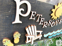 Personalized Patio Plaque - Summer Sign w/ Family Name for Poolside or Outdoor Patio