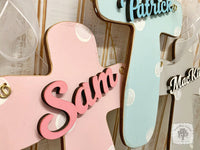 Dotted Contemporary Cross - Customized with Name