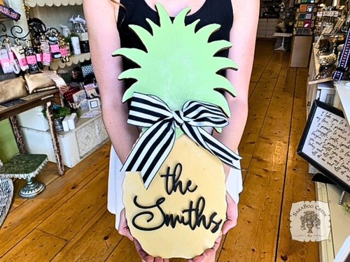 Pineapple Sign Customized with Choice of Word/Name - Cute Front Door Welcome Sign