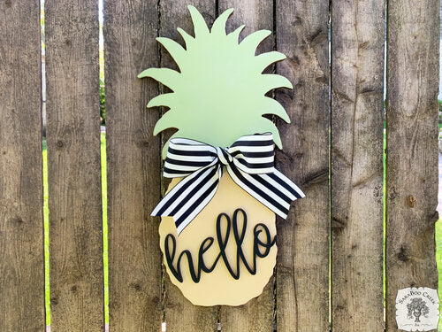 Pineapple Sign Customized with Choice of Word/Name - Cute Front Door Welcome Sign