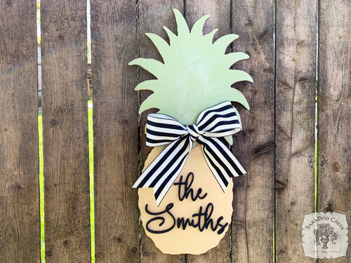 Pineapple Sign Customized with Choice of Word/Name - Cute Front Door Welcome Sign