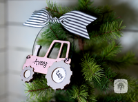 Pink Tractor Ornament - Personalized Farm Ornament for Girl