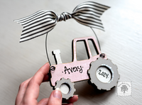 Pink Tractor Ornament - Personalized Farm Ornament for Girl