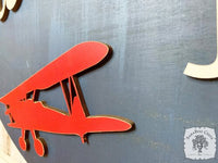 Round Custom Airplane Name Sign - Personalized with First & Middle Names