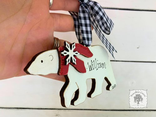 Polar Bear Ornament  - Personalized Arctic Animal Gift