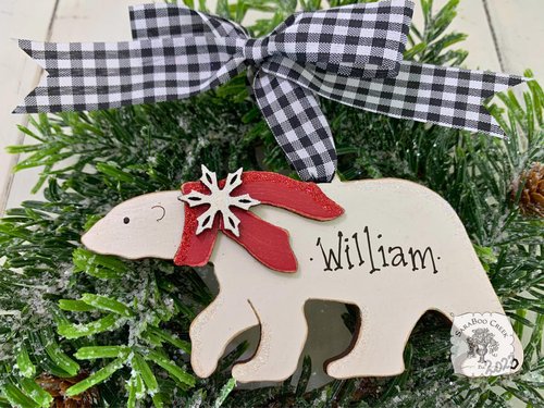 Polar Bear Ornament  - Personalized Arctic Animal Gift