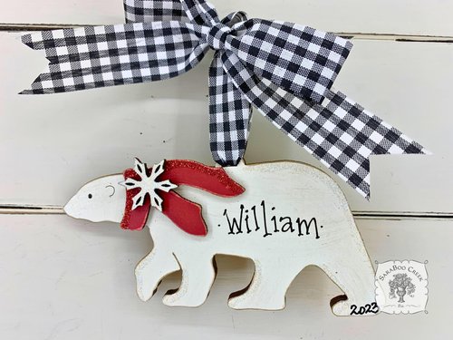 Polar Bear Ornament  - Personalized Arctic Animal Gift