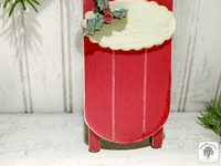 Red Sled Ornament - Traditional Christmas Sled with Personalized Tag and Holly