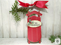 Red Sled Ornament - Traditional Christmas Sled with Personalized Tag and Holly