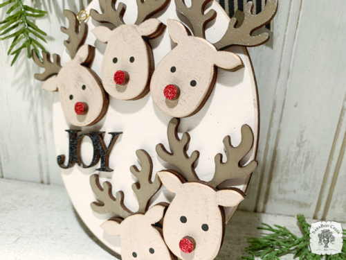 Five Reindeer Ornament - Personalized Family of 5 Deer Ornament