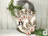 Five Reindeer Ornament - Personalized Family of 5 Deer Ornament