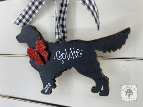 Retriever Dog Ornament - Personalized Retriever Silhouette in Black