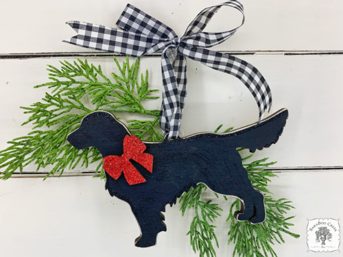 Retriever Dog Ornament - Personalized Retriever Silhouette in Black