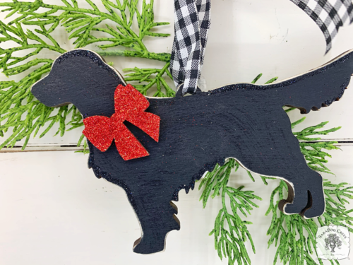 Retriever Dog Ornament - Personalized Retriever Silhouette in Black