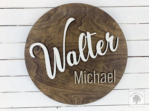 Round Two Name Sign - Custom Wall Decor for Nursery, Boy or Girl's Room