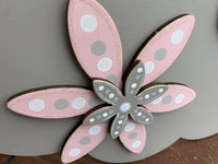 Scalloped Round Two Name Sign with Hand Painted Flowers