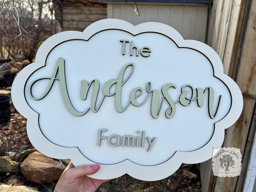 Scalloped Oval Family Name Sign - Customize Your Colors