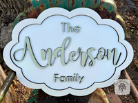 Scalloped Oval Family Name Sign - Customize Your Colors