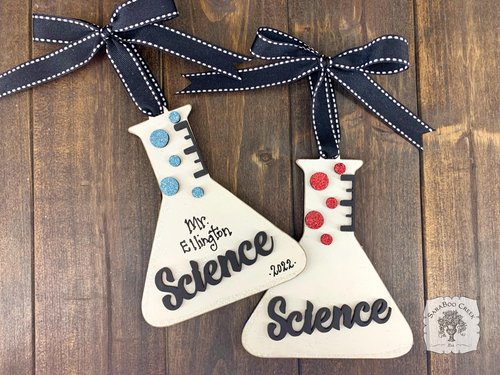 Science Ornament - Personalized Chemistry Beaker Ornament for Scientist, Science Teacher or Science Lover