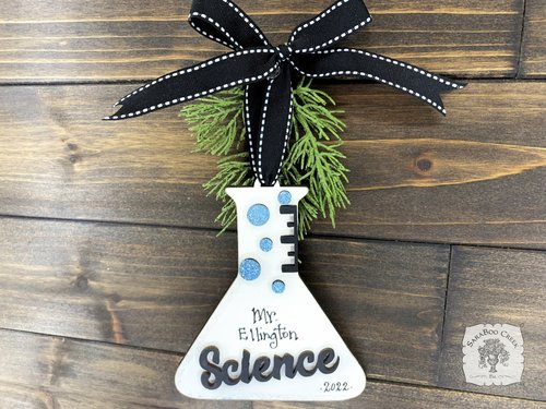 Science Ornament - Personalized Chemistry Beaker Ornament for Scientist, Science Teacher or Science Lover