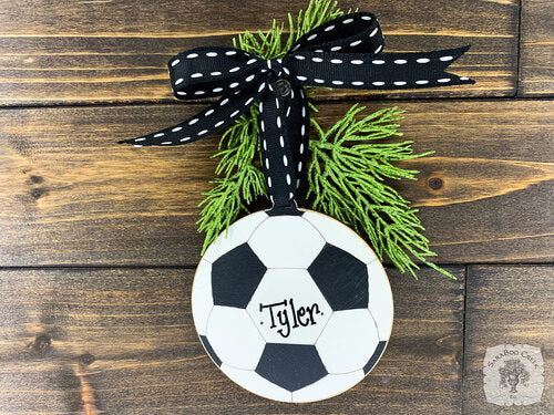 Soccer Ornament - Personalized Soccer Ball Christmas Ornament for Boy or Girl