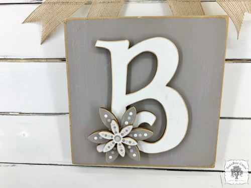 8.5" Square Initial Plaque with Flowers