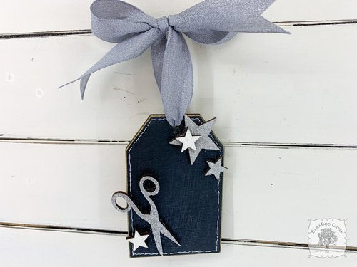 Scissor Shipping Tag Ornament - Cute Personalized Hair Stylist, Sewing or Crafter Gift