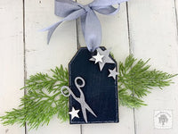 Scissor Shipping Tag Ornament - Cute Personalized Hair Stylist, Sewing or Crafter Gift