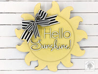 20" Sun Door Hanger with Custom Word or Name - Summer Last Name Sign; Cute Patio or Pool Decor