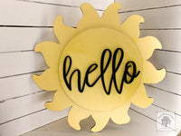 20" Sun Door Hanger with Custom Word or Name - Summer Last Name Sign; Cute Patio or Pool Decor