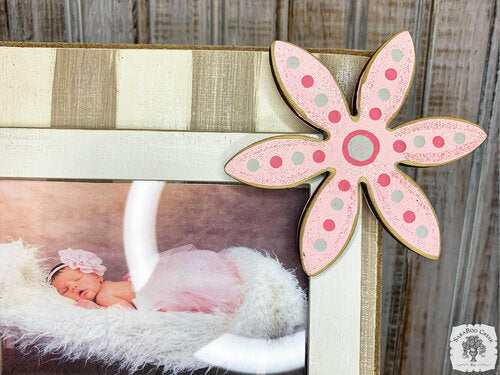 Personalized Sweet Baby Floral Photo Frame - Custom Baby Tabletop Picture Frame on Striped Plaque