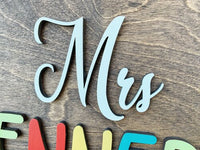 Custom Teacher Apple Name Sign - Personalized Teacher Gift, Classroom Door Sign