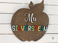 Custom Teacher Apple Name Sign - Personalized Teacher Gift, Classroom Door Sign