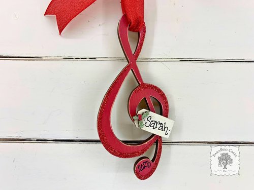 Treble Clef Music Ornament - Personalized Music Note Christmas Ornament for Music Teacher, Musician or Singer