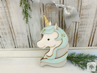 Unicorn Ornament - Personalized Wood Unicorn Gift in Blue or Pink