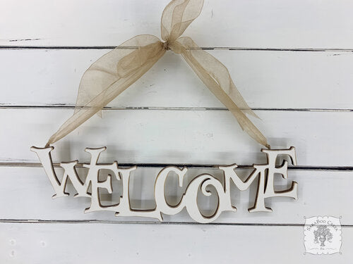 "Welcome" Word on Ribbon - Hang this Stylish Greeting in Any Wreath