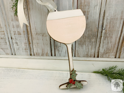 Wine Glass Ornament - Personalized Wine Gift in Red, Blush Rose or White