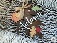 18" Custom Leaf Door Hanging Sign - Customize with Word or Initial