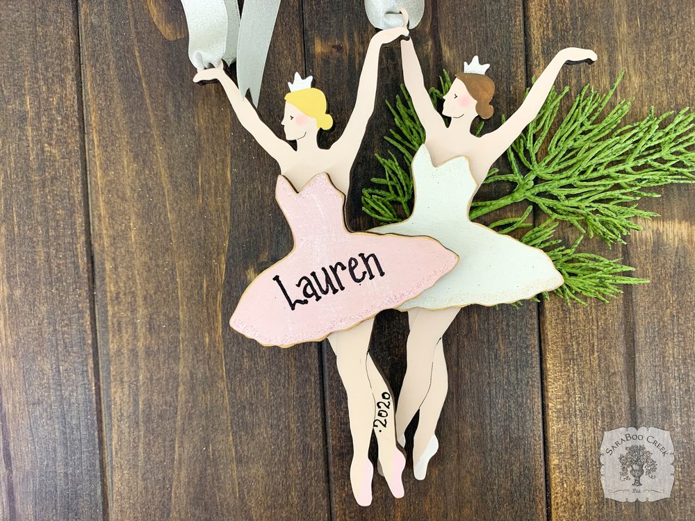 Ballerina Ornament - Hand Painted Wood Ballet Dancer Ornament