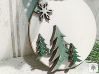 Christmas Trees Ball Ornament - Personalized 3.5" Winter Scene Pine Trees & Snowflake Ornament