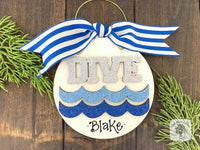 Dive Ornament - Personalized Diving Ornament with Dive word and Blue Waves