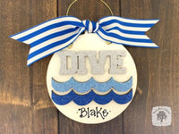 Dive Ornament - Personalized Diving Ornament with Dive word and Blue Waves