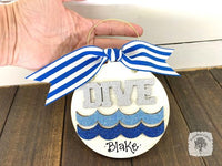 Dive Ornament - Personalized Diving Ornament with Dive word and Blue Waves