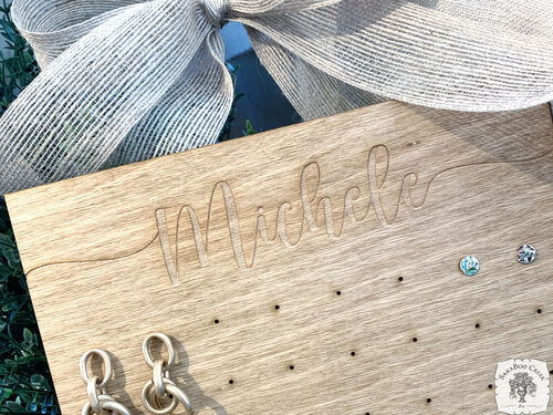 Custom Engraved Hanging Earring Holder - Personalized Earring Organizer with Name or Word